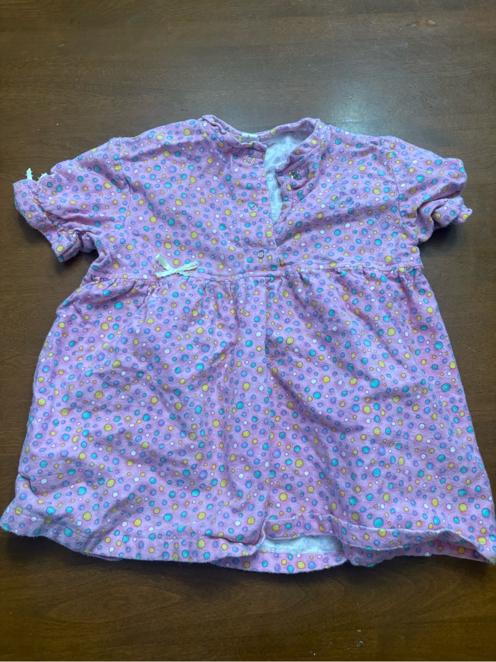 Girls Pink Polka Dot Snap-Up Onesie